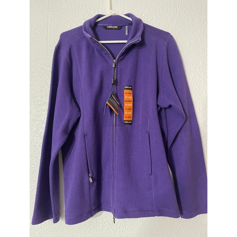 Kirkland Signature NWT Womens XXL Purple Full Zip Jacket Brushed Stretch Fabri